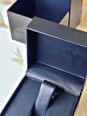 NWT Movado Black Leather and Cardstock Watch Boxes with Padded Pillow